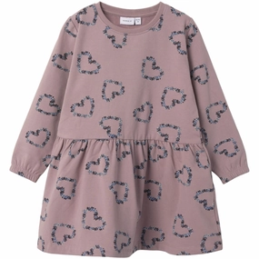 Name It Toadstool Nmfolukria Ls Sweat Dress Bru Lace-Trim Travel Comfort
