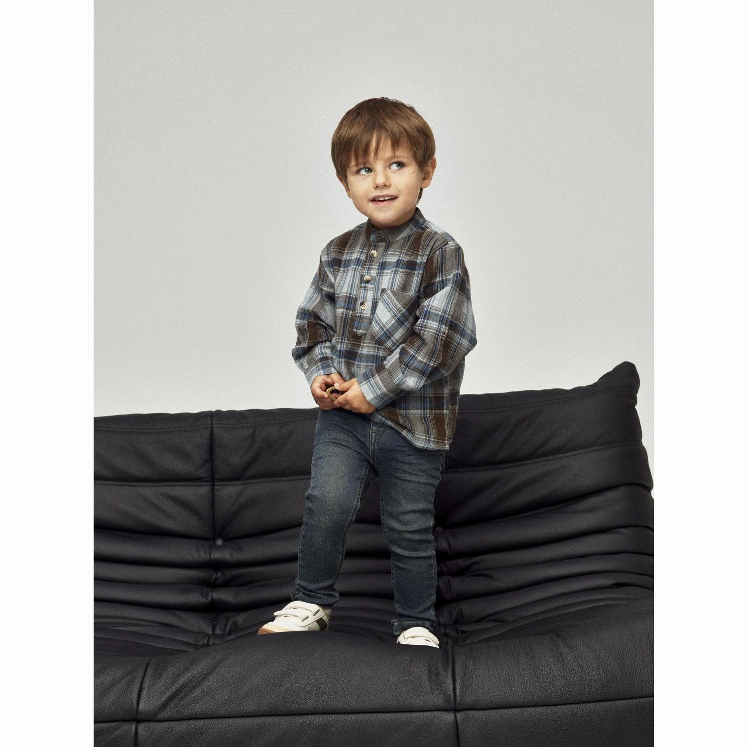 Name It Turkish Coffee Nmmlars Ls Nr Shirt Multi Functional Pockets Geometric Design