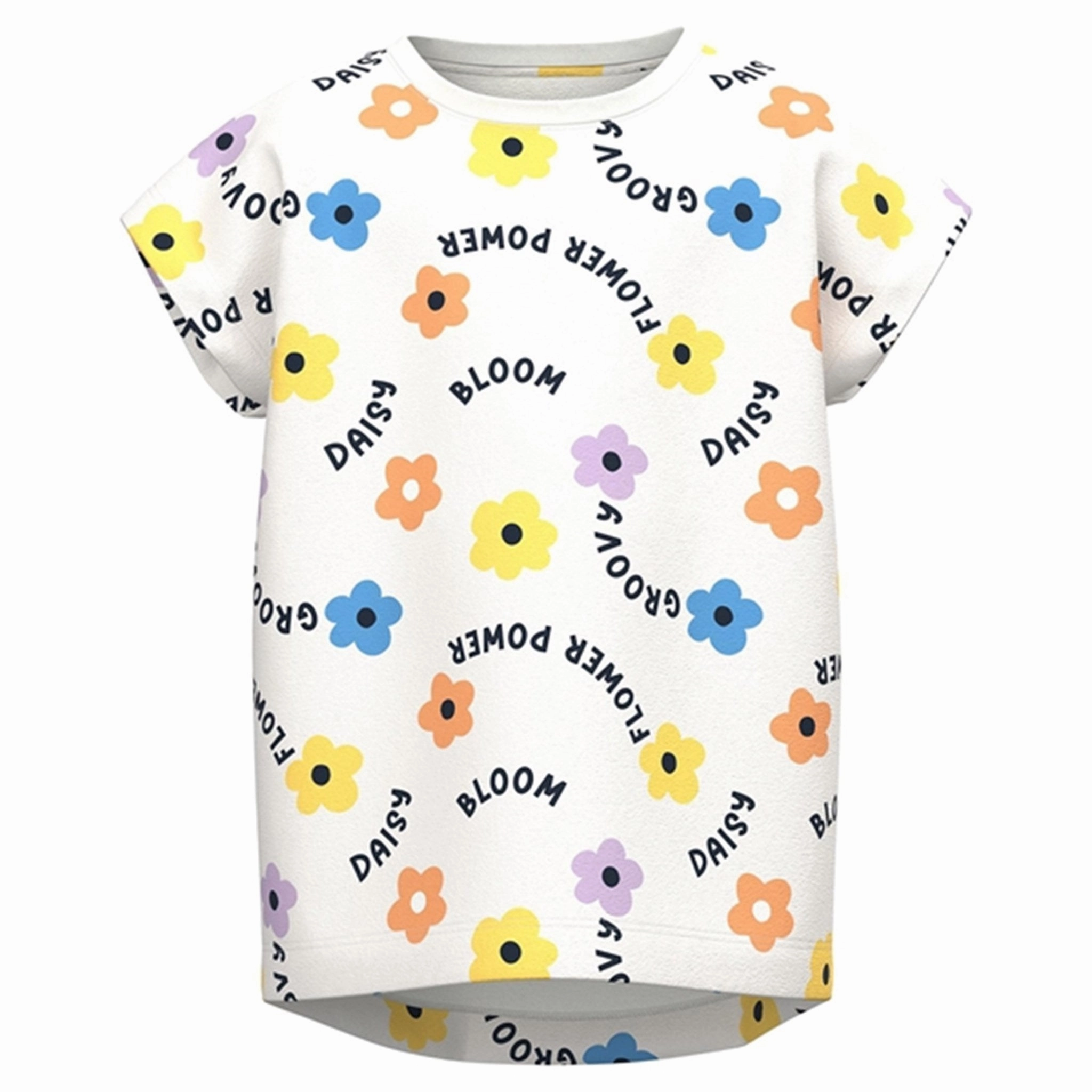 Name it White Alyssum Bloom AOP Vigga T-Shirt Reversible Design Concept Heathered Texture