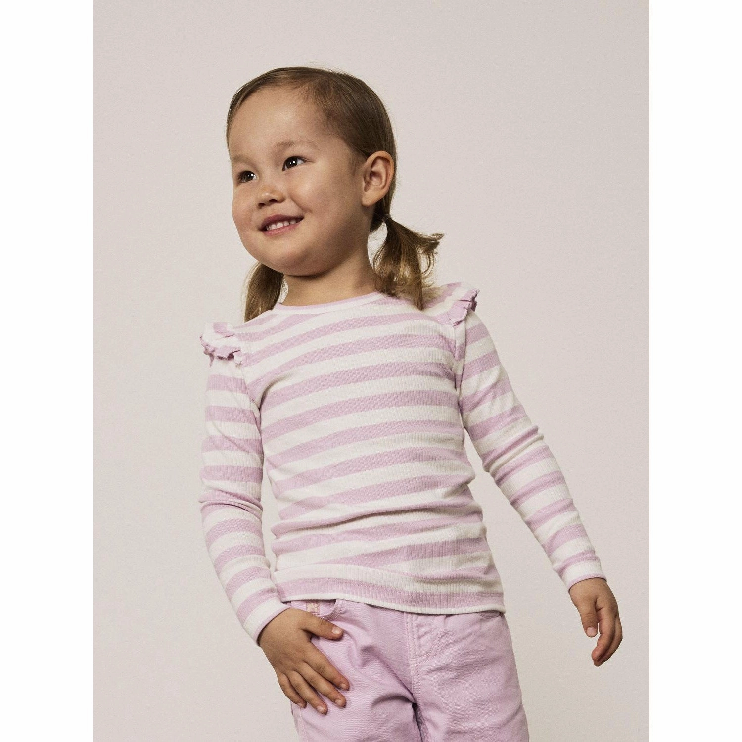 Modern Style Ribbed Trim Name It Winsome Orchid Taia Slim Blouse