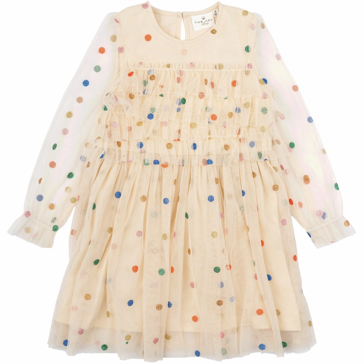 THE NEW Siblings White Swan AOP Narian Dress DoubleLayeredMaterial Sheer Element