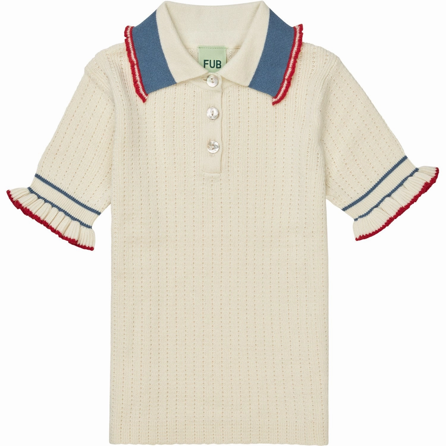 FUB ecru Frill Polo EasyCare Textile Breathable Mesh Panels