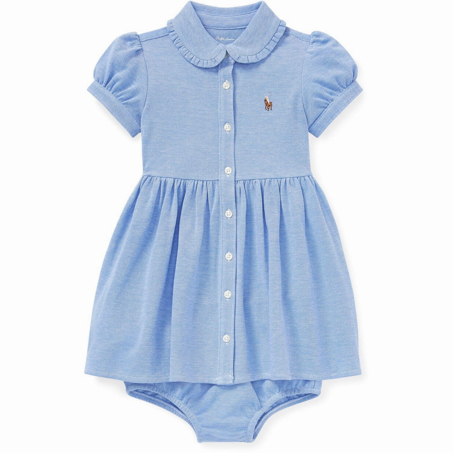 New Mood Ralph Lauren Baby Solid Oxford Dress & Bloomers Harbour Island Blue