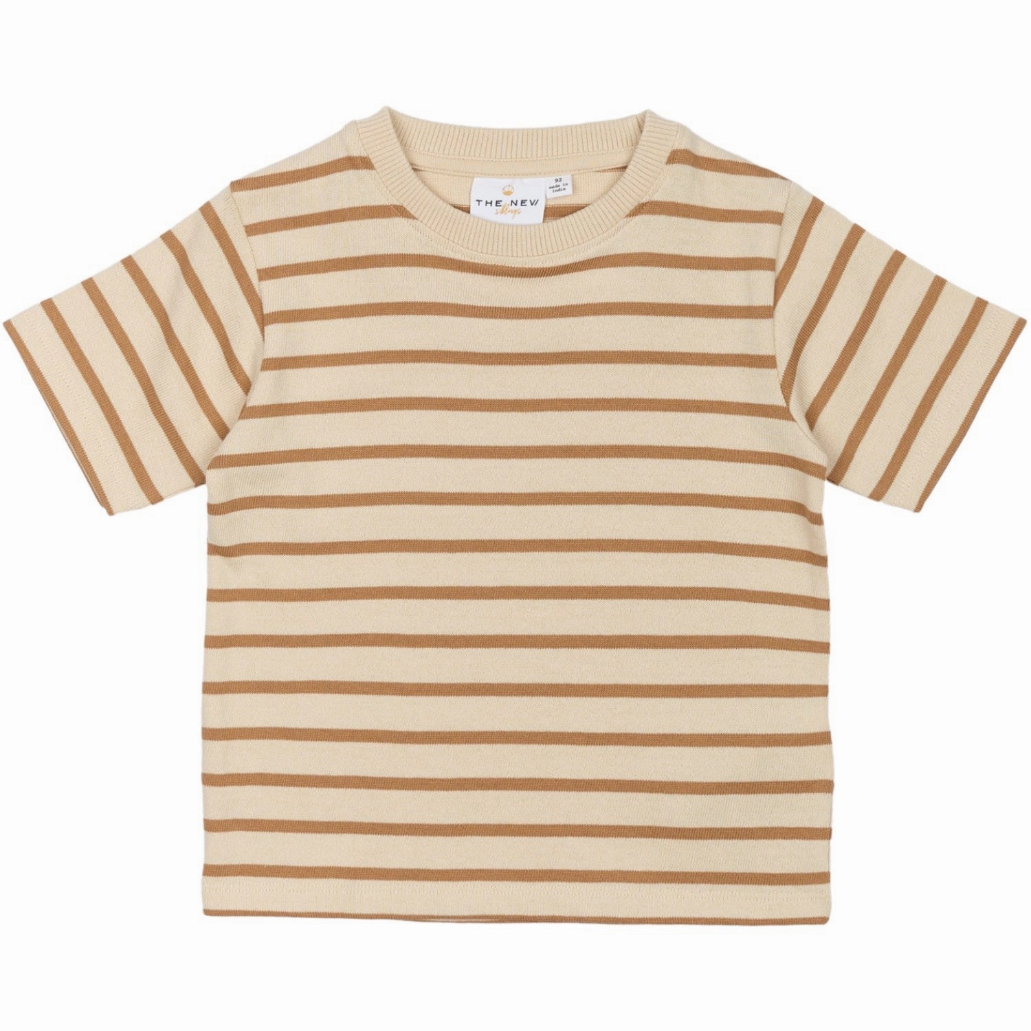 THE NEW Siblings Indian Tan Striped Nat Uni Oversize T-Shirt Stretchable Knit