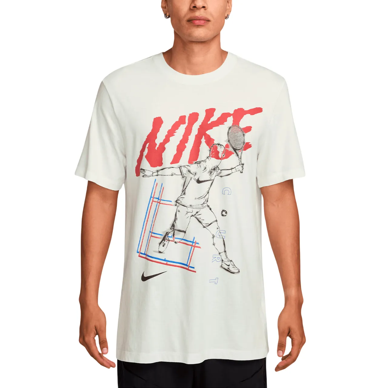 Nike Court Logo HJ3454-121 Maglietta Tennis Uomo Bianco Summit Summer Style Comfy Casual