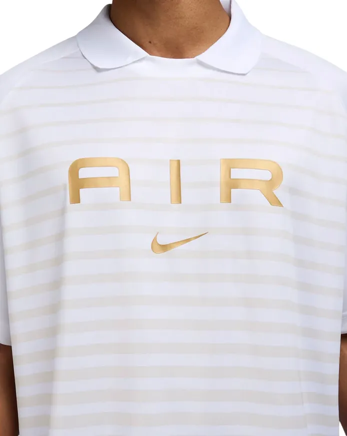 Breathable Stretch Nike maglietta con colletto da uomo manica corta Swoosh Air Football Jersey AOP IB8019-100 bianco