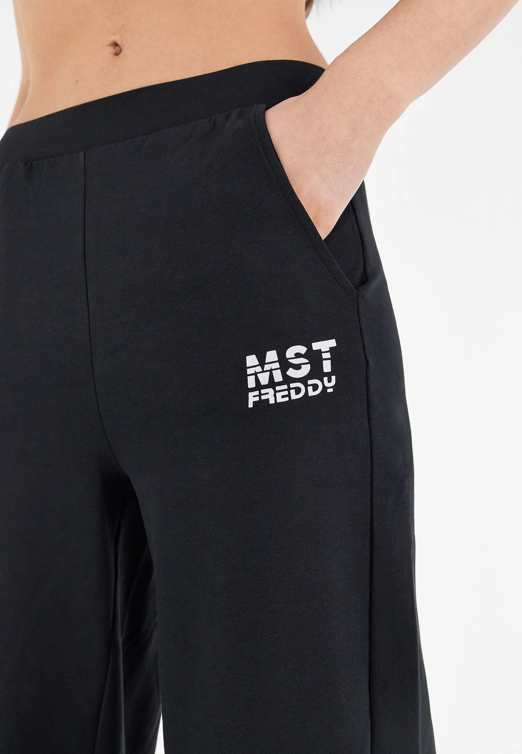 Freddy Pantalone Palazzo in Felpa Elasticizzata S2WMAP5 black Quick Conversion Hem