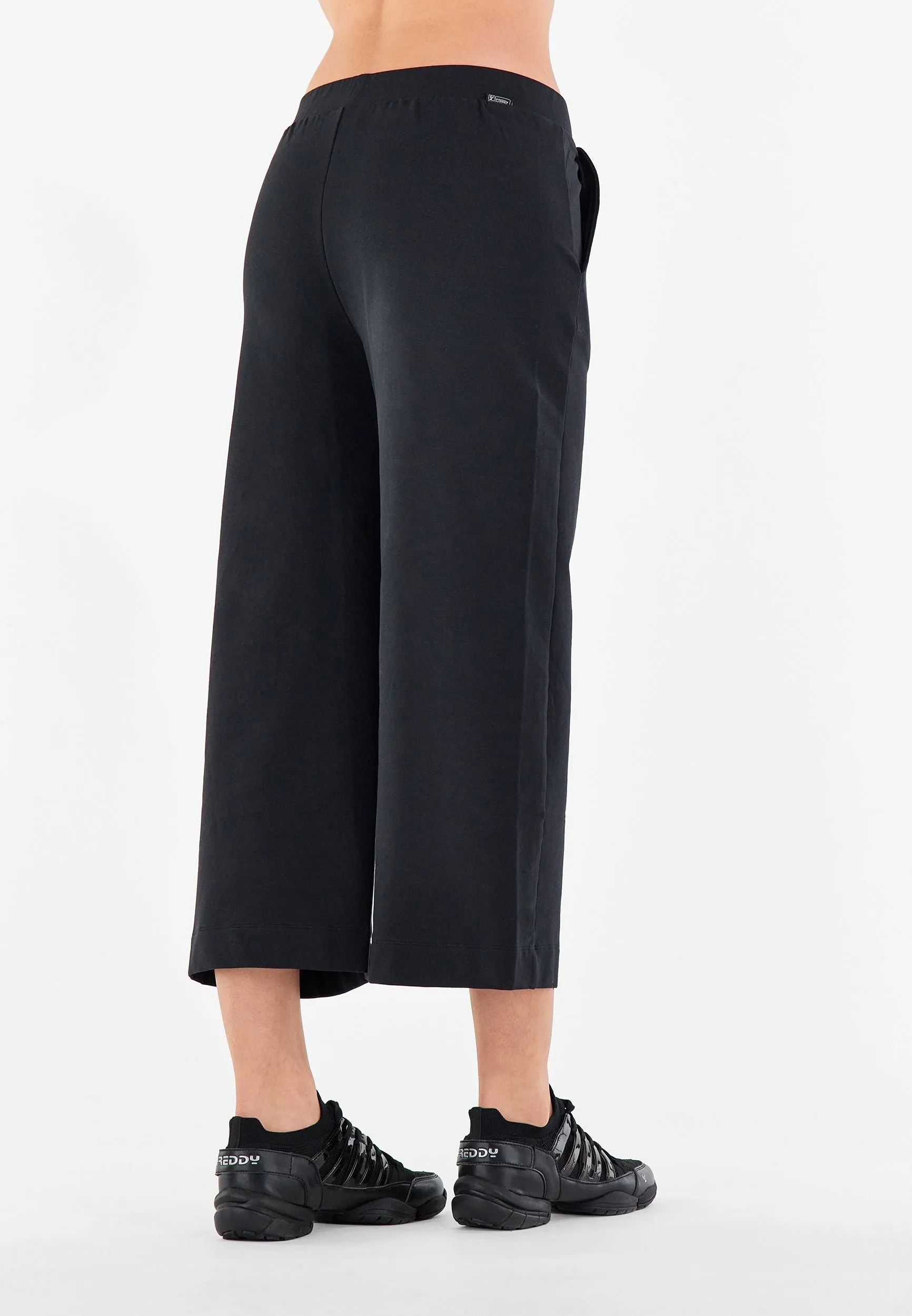 Anti Static Fabric DoubleLayeredHem Freddy Pantalone Palazzo in Felpa Elasticizzata S2WMAP5 black