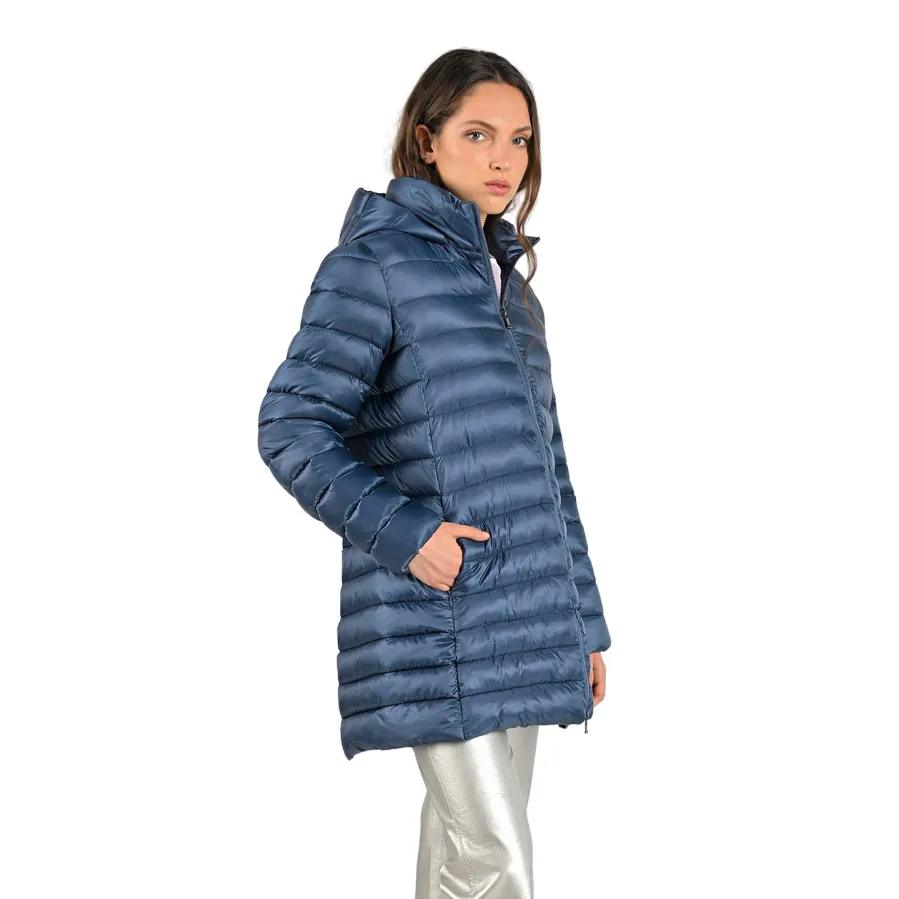 artists Quick Dry Fabric Canadian giubbotto lungo da donna con cappuccio Teslin recycled CN.G224204WRE/DKDEN blu denim