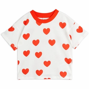 Anti Pilling Finish Mini Rodini Red Hearts AOP T-Shirt