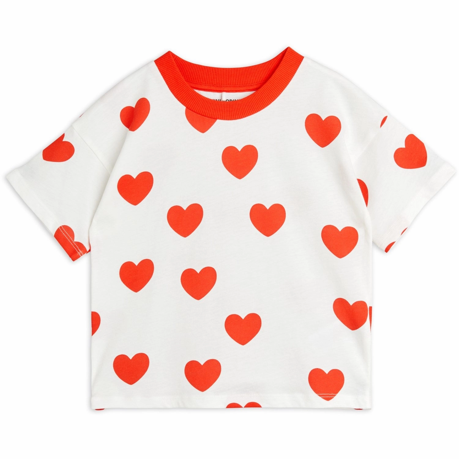 Anti Pilling Finish Mini Rodini Red Hearts AOP T-Shirt