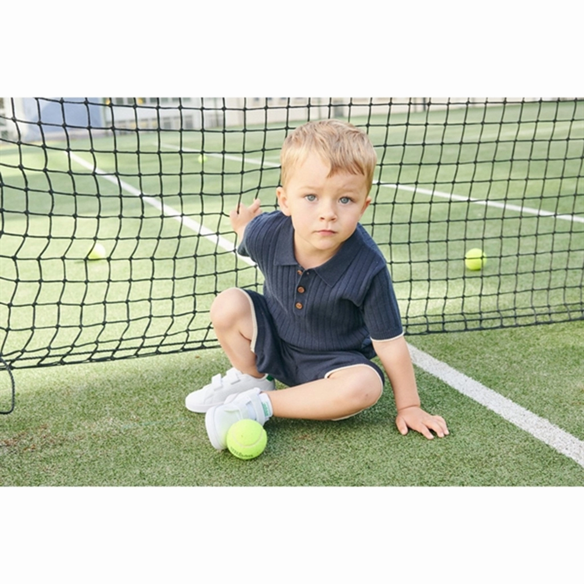 Copenhagen Colors Navy/Cream Comb. Rib Knit Polo Reinforced Stitching