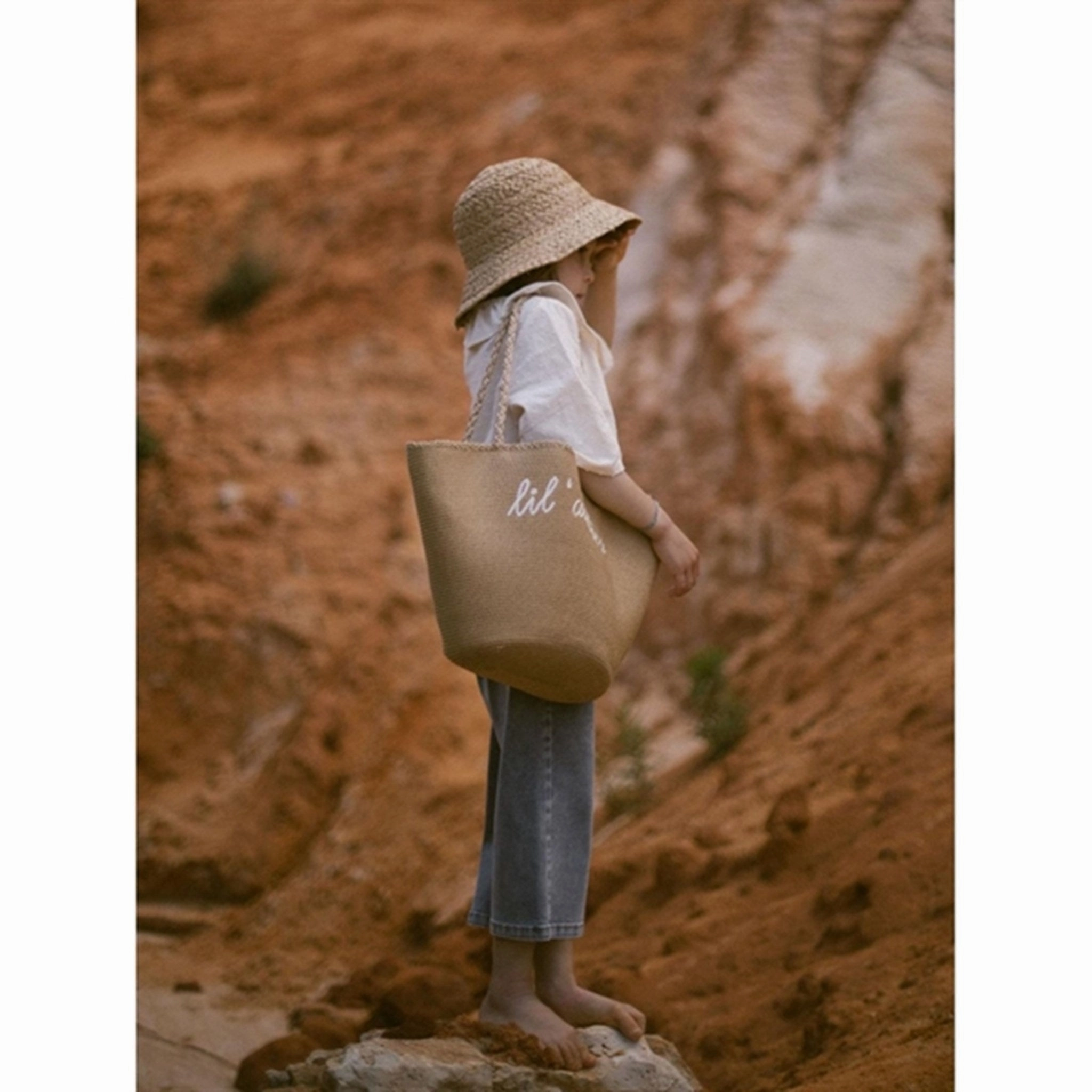 Lil'Atelier Light Grey Denim Bella Wide Jeans Neutral design Trendy Evening Stroll