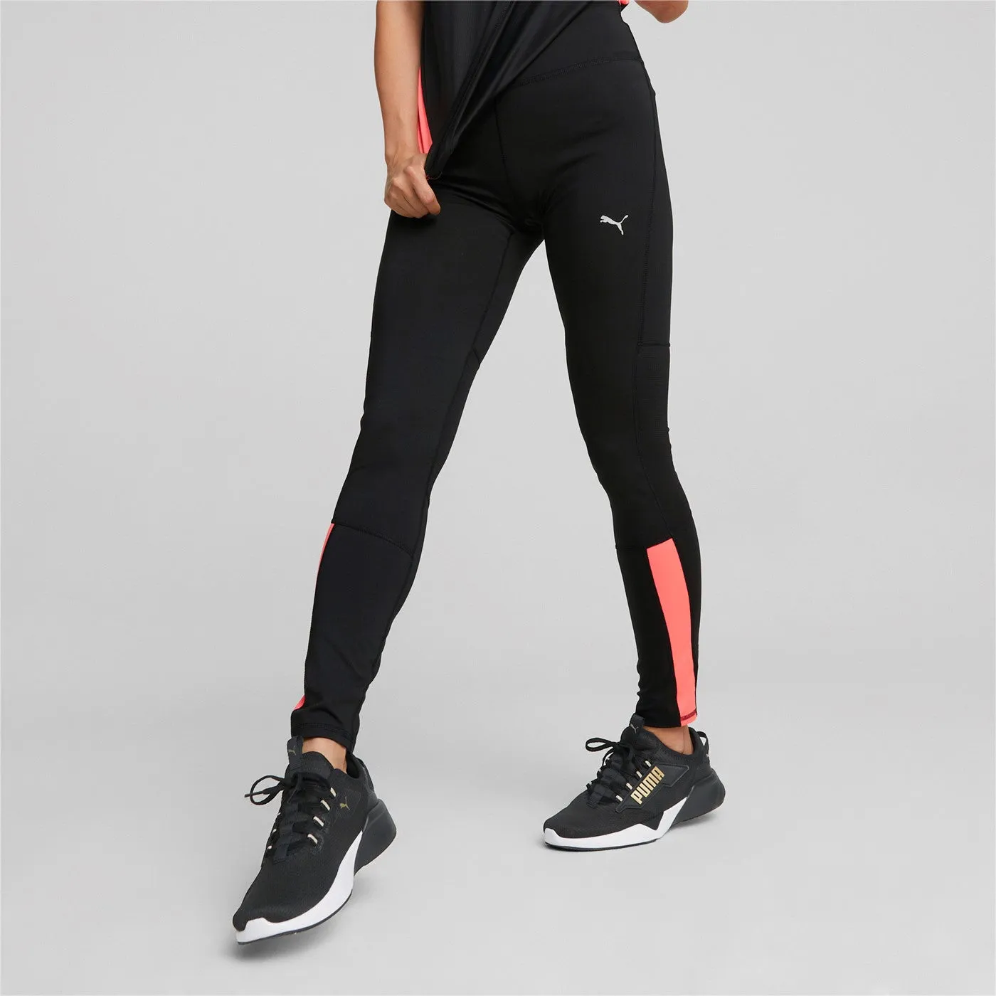 Puma pantalone da corsa Run Favorite Reg Rise Full Tight W Black-Sunset Glow FrictionReduced Lining