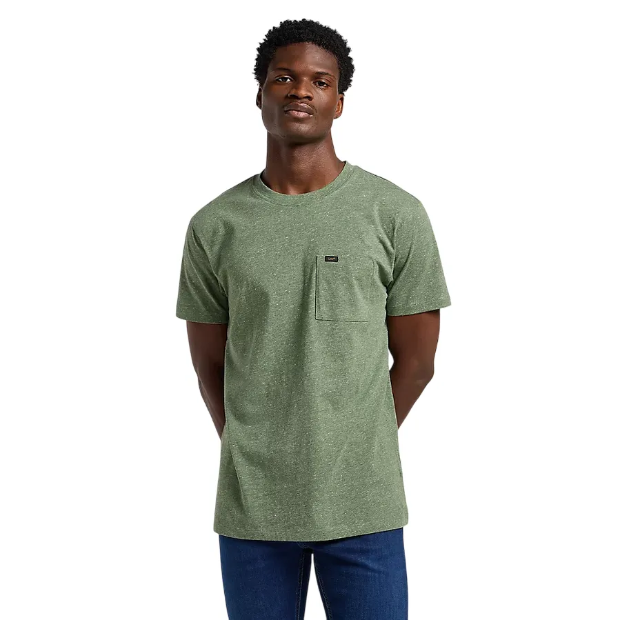 OversizedSilhouette Yarn Dyed Fabric Lee maglietta manica corta da uomo con taschino 112365383 verde mela