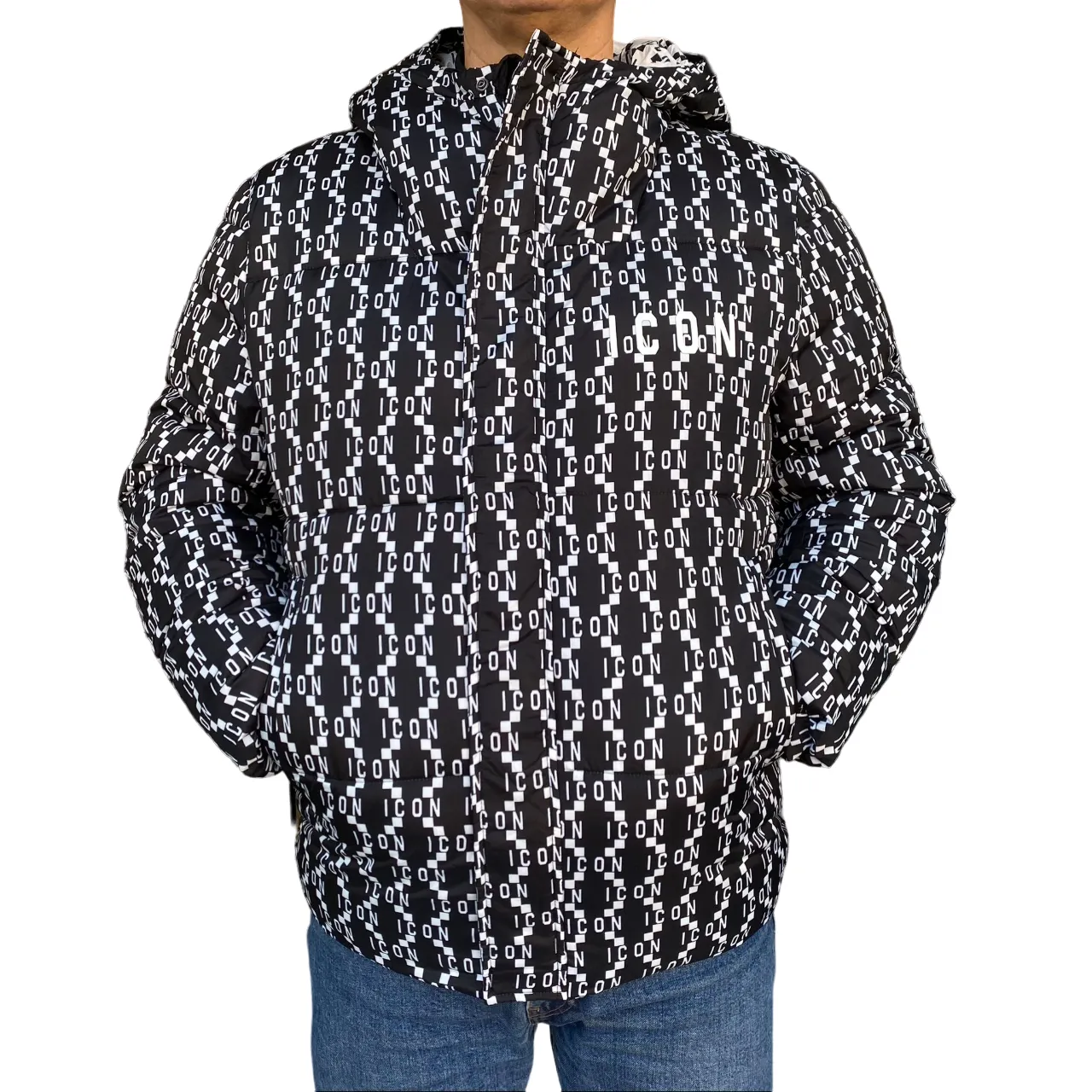 Rugged Outerwear All Season Icon giubbotto logo con cappuccio da adulto IU9083J nero-bianco