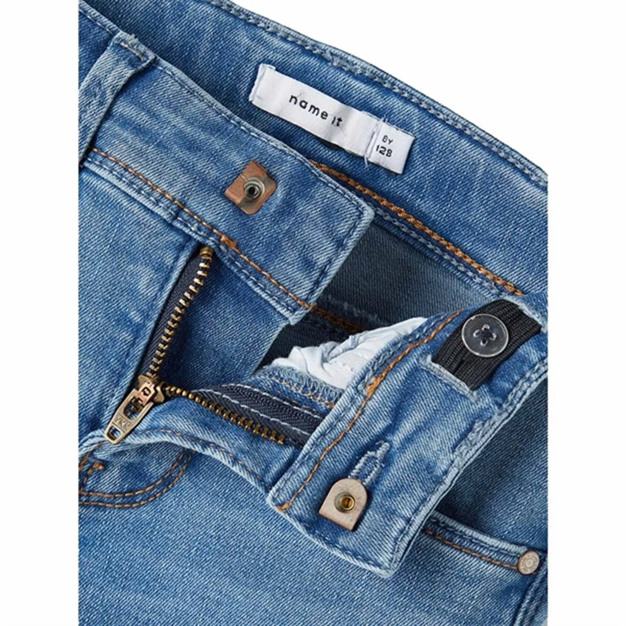 Name it Medium Blue Denim Polly Skinny Boot Jeans Noos Pre Shrunk Fabric Minimalist Pocket Layout