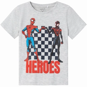 Heathered Texture Name It Light Grey Melange Maclin Spiderman T-Shirt
