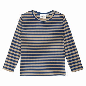 THE NEW Siblings Monaco Blue Finn Rib Blouse Checkered Look