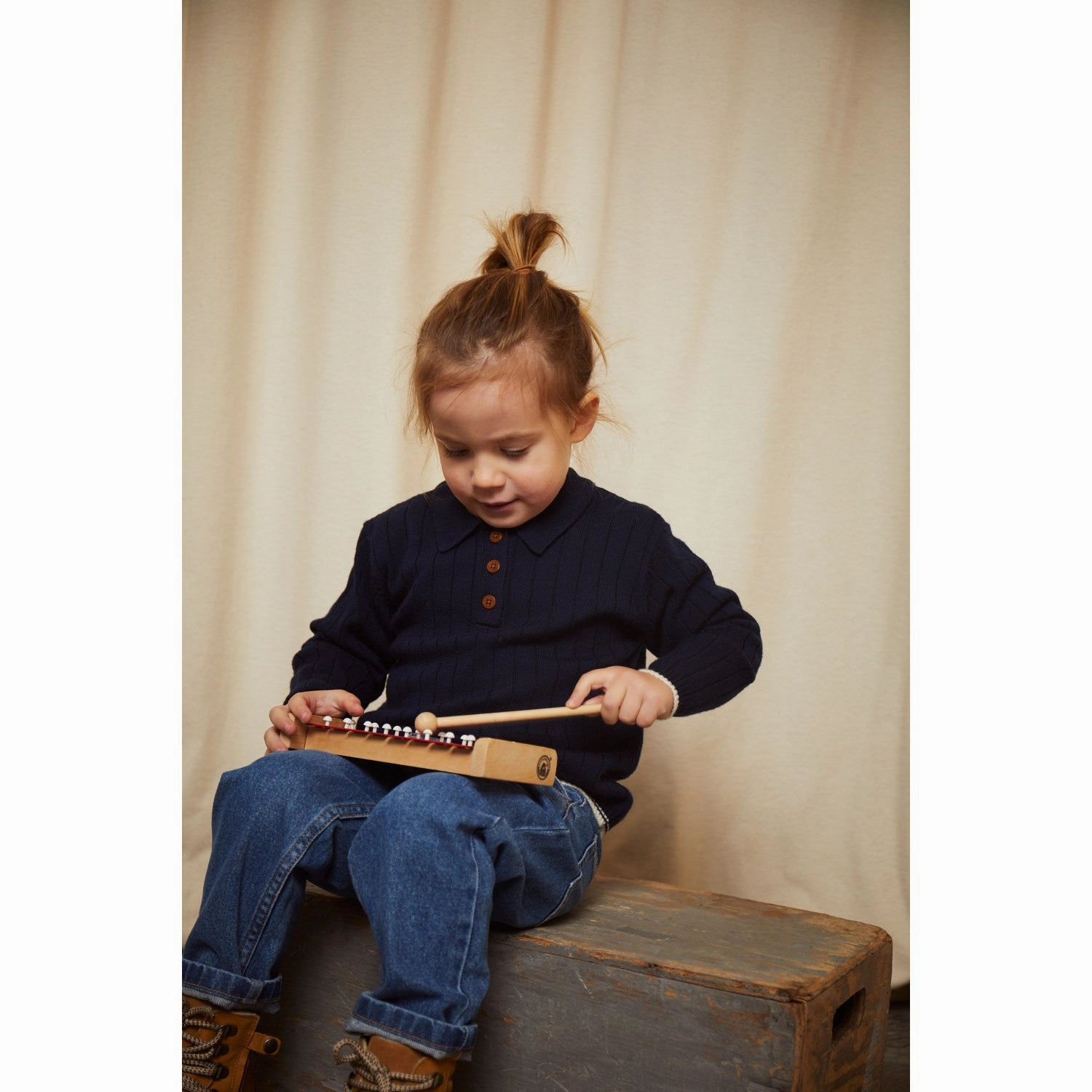 Durable Texture Copenhagen Colors Navy/Cream Combi Merino Polo Shirt