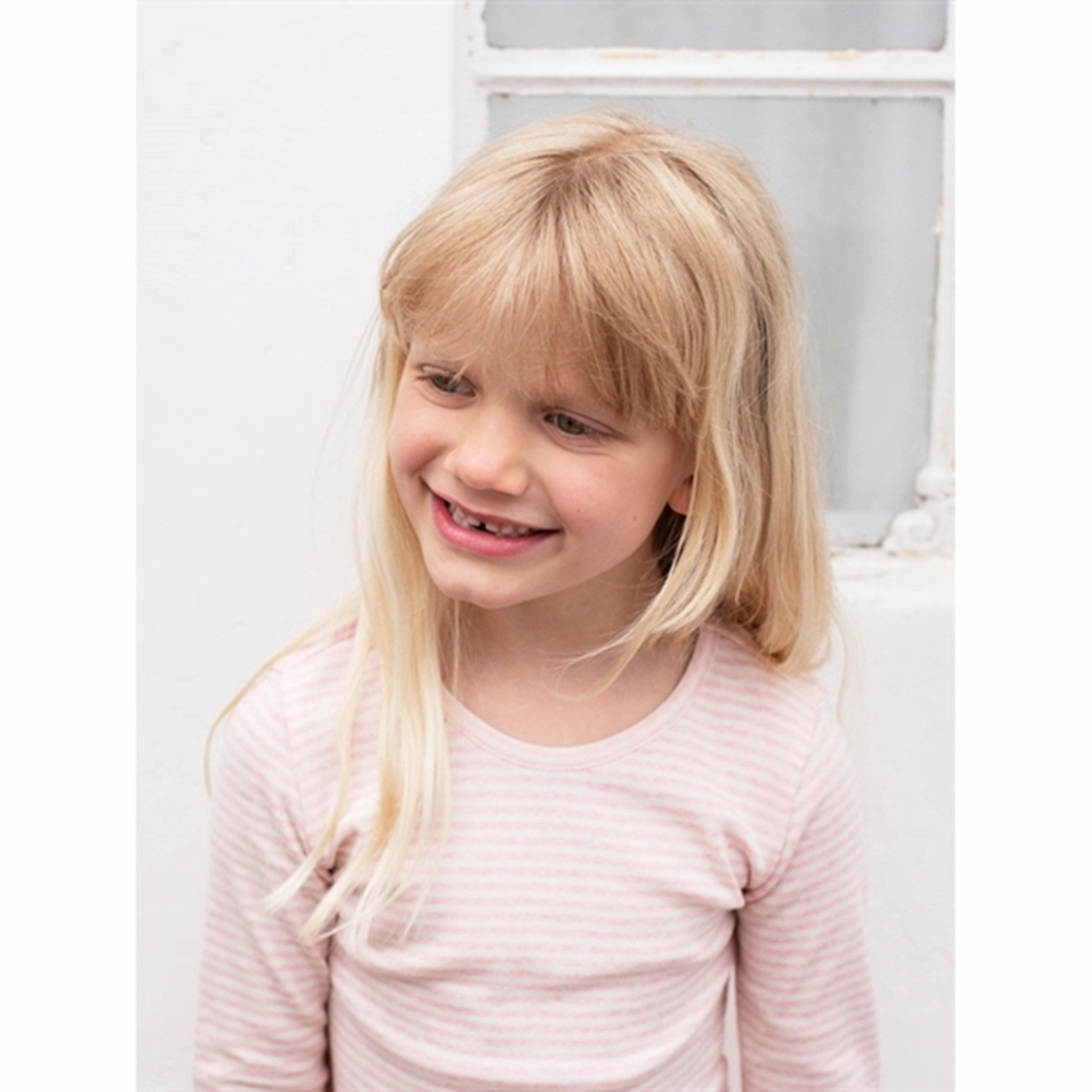 Serendipity Rosebud/Offwhite Slim Blouse Stripe Stretchable Material