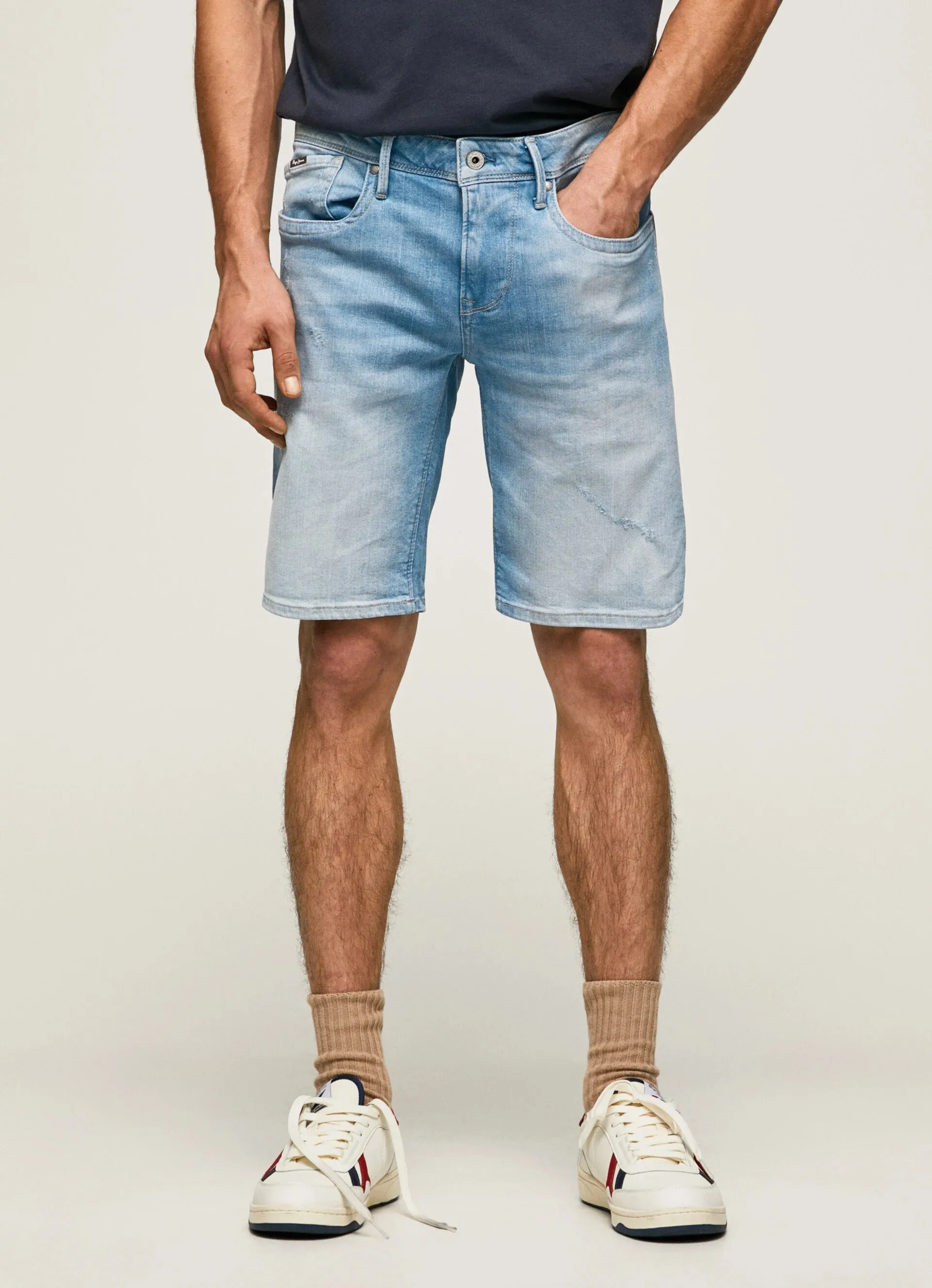 Laser Cut Perforations FrictionResistantEdging Pepe Jeans Bermuda in Jeans Slim Fit Hatch PM800937MI3 denim