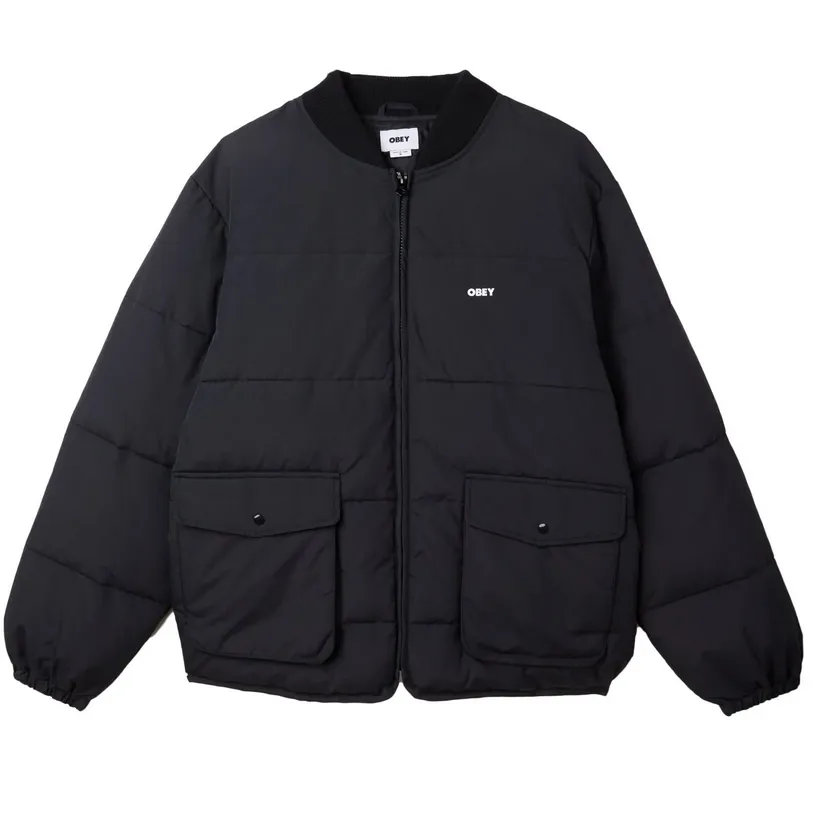 Obey Giacca invernale Charlie con cerniera e tasche a toppa con pattina 121800546 A630600 nero Trust