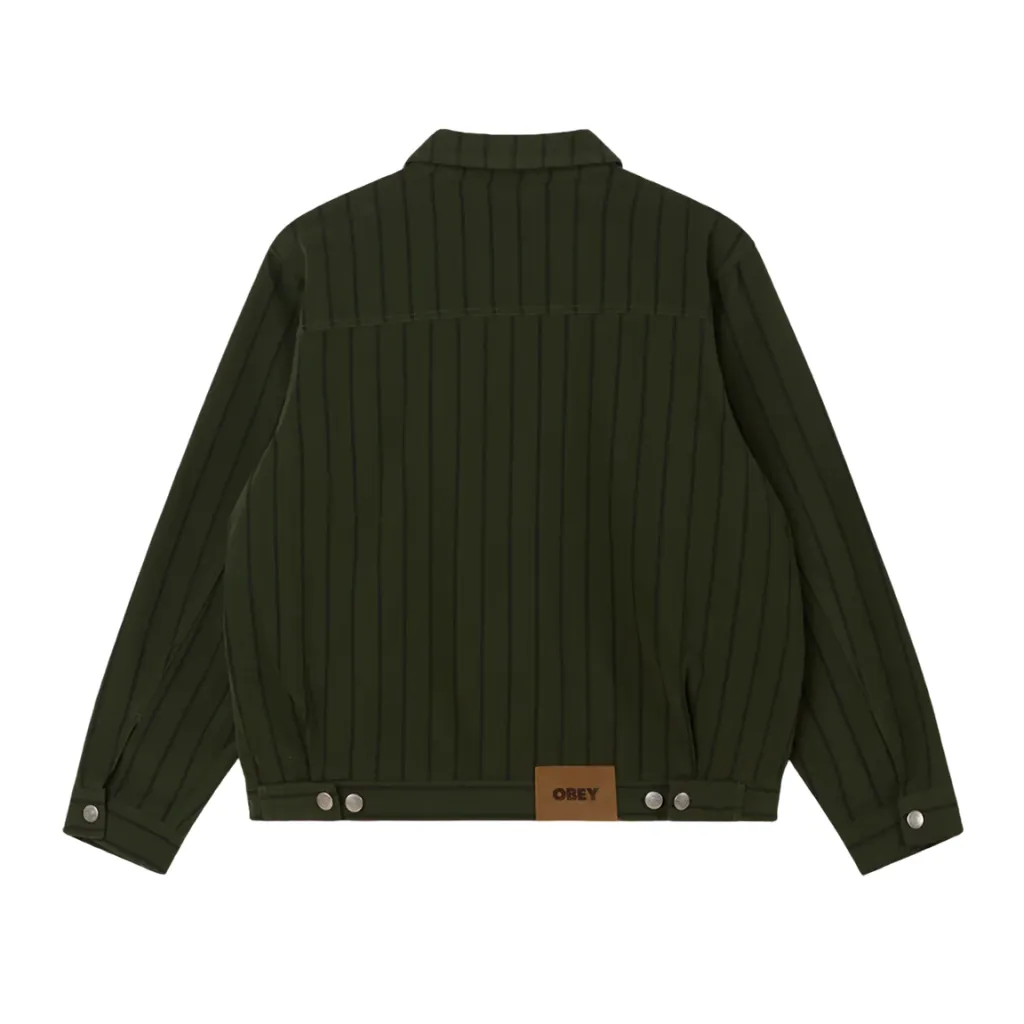 Obey giubbino da uomo a righe con cerniera Stripe 121800590 verde Fleece Lined Interior Breathable fabric