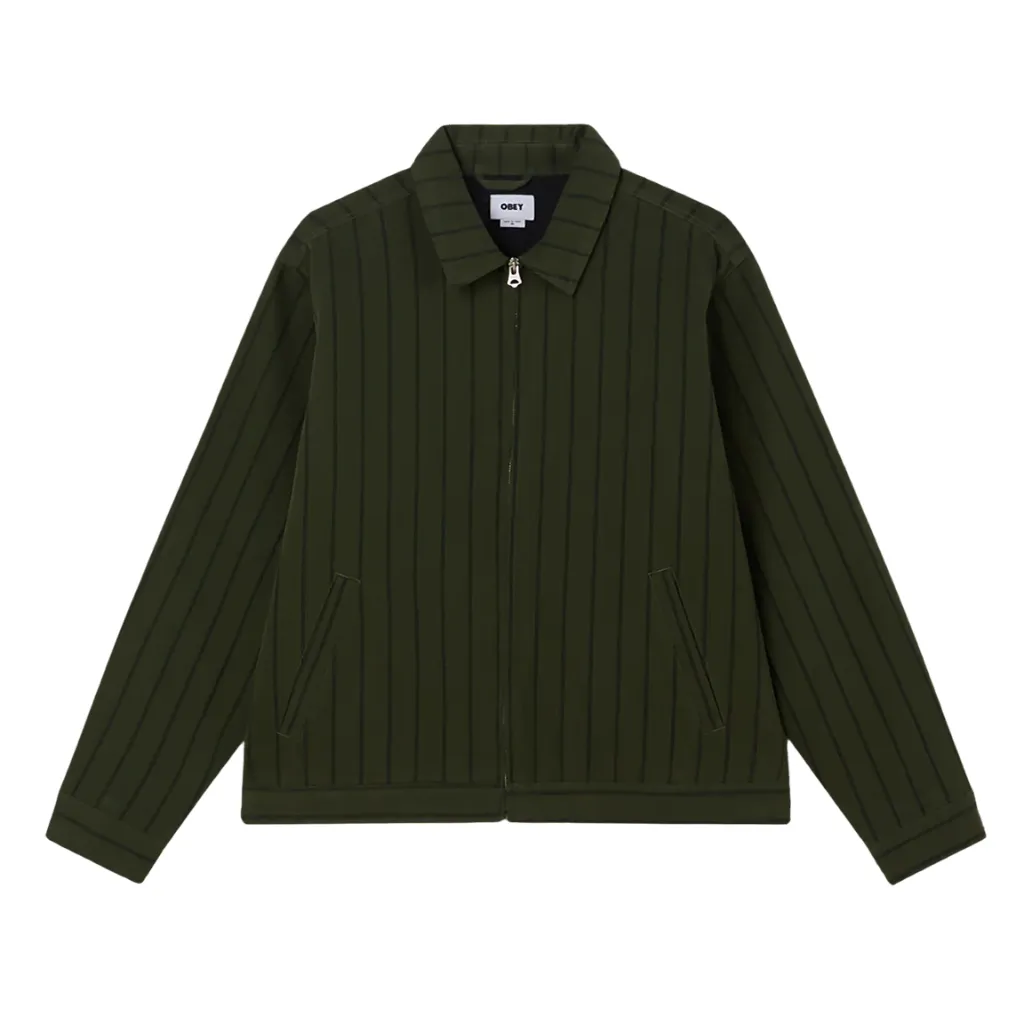 Obey giubbino da uomo a righe con cerniera Stripe 121800590 verde LowProfile Seam Design Score