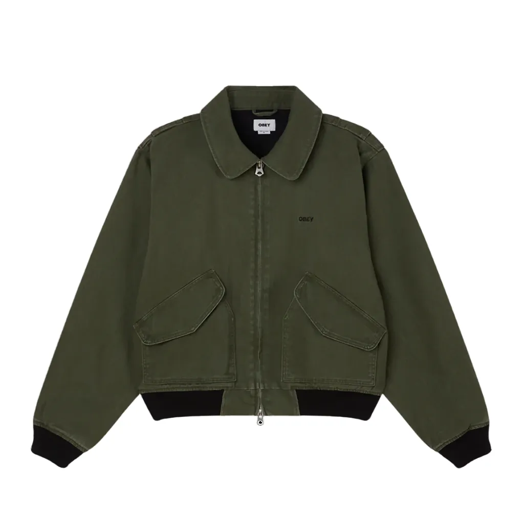 Obey giubbino in denim da uomo in CWU 121800587 verde WaterResistantCoating