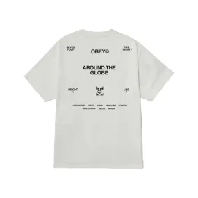 Obey maglietta manica corta da uomo Araund the Globe 167924096 bianco Relax Comfort Style