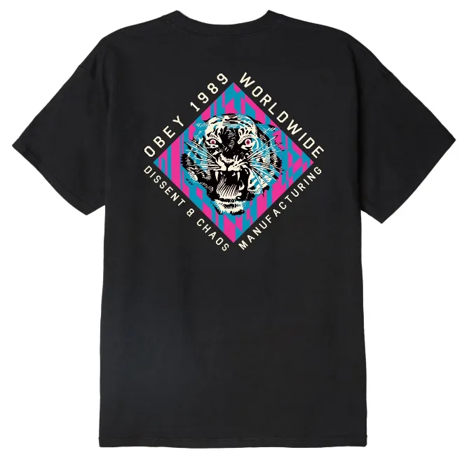 Weekend Look Obey maglietta manica corta da uomo Dissent & Chaos Tiger 165262584 nero