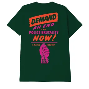 Obey maglietta manica corta da uomo End Police Brutality 165263408 verde foresta Trendy Wearable Biodegradable Textile