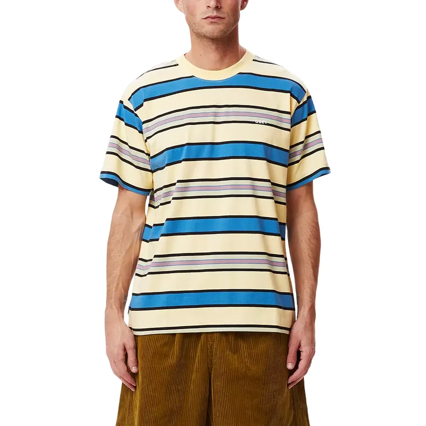 Obey maglietta  manica corta da uomo Valencia 131080315 butter multi Flexible Ribbed Cuffs