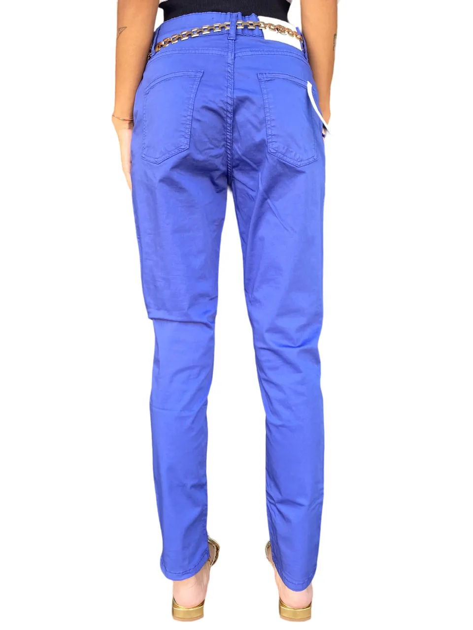 Caf??Noir pantalone aderente in tinto capo C7JP0169 B055 azzurro Quick Motion Organic Cotton