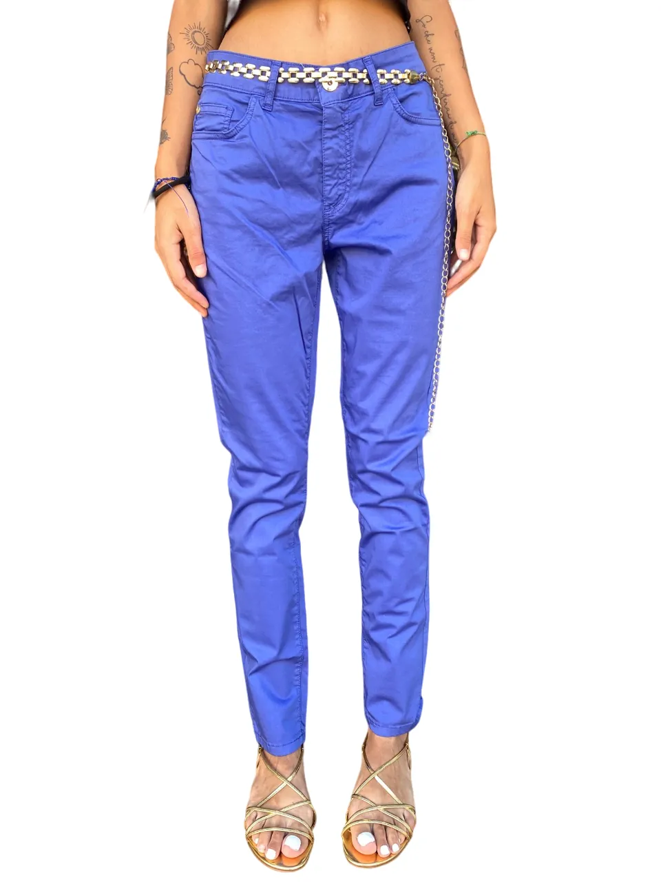 Moisture Wicking Fabric Caf??Noir pantalone aderente in tinto capo C7JP0169 B055 azzurro