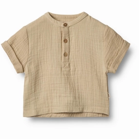 Wheat Soft Sand Shirt S/S Svend Comfort Stretch V-Neck