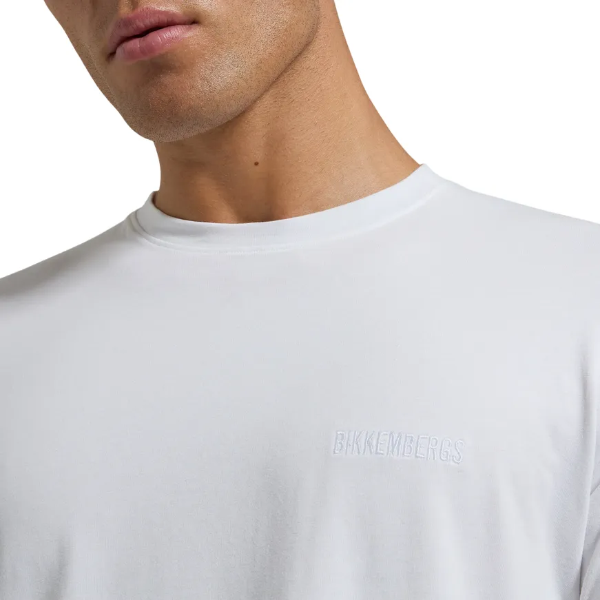 Bikkembergs | T-Shirt BMT0819 1000 Bianca con Logo Ricamato Uomo Daily Comfort Non Iron Fabric