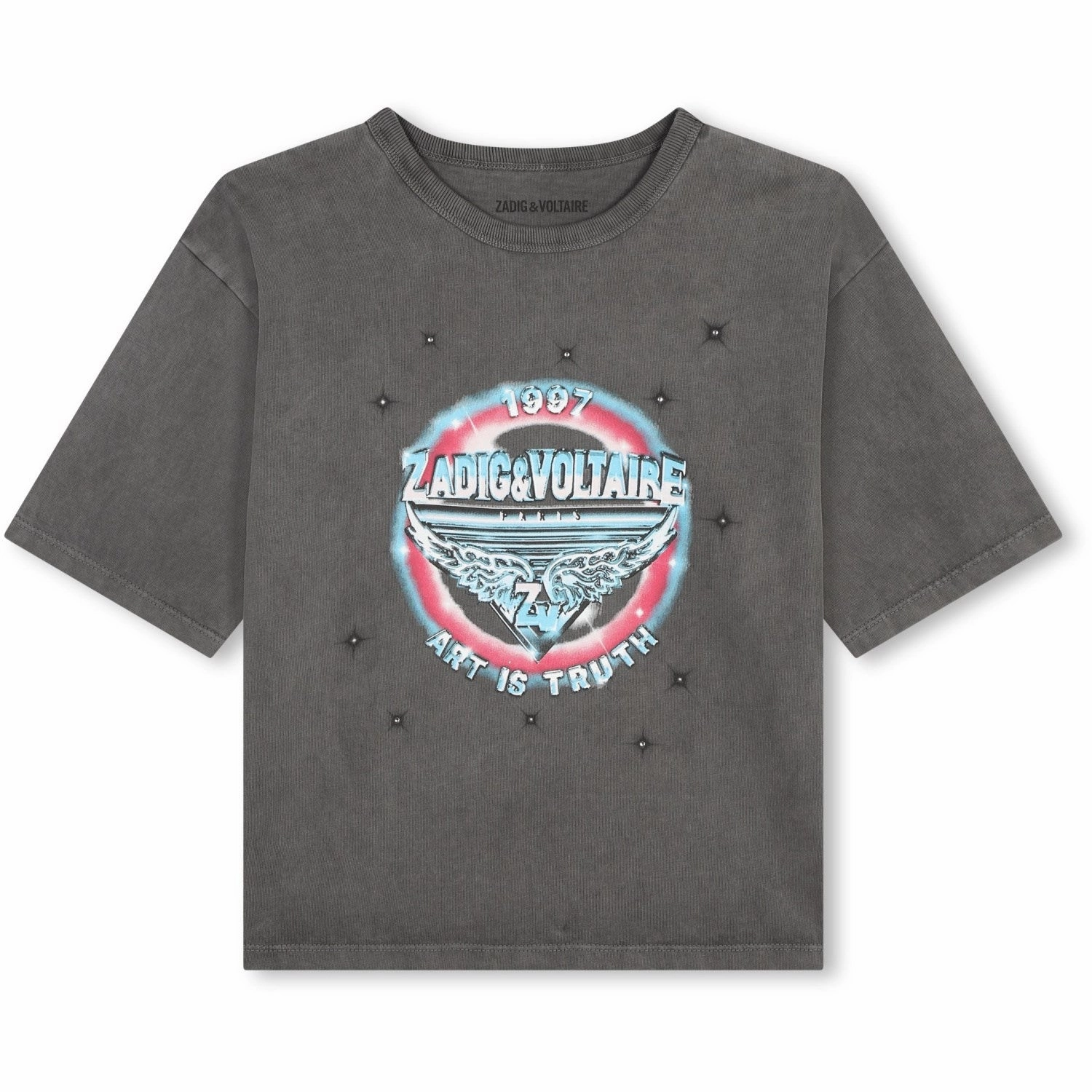 Zadig & Voltaire Black Short Sleeves Tee-Shirt contrast