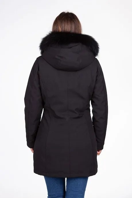 Censured Parka lungo con cappuccio e pelliccia CW178PTNEP90 black Feel