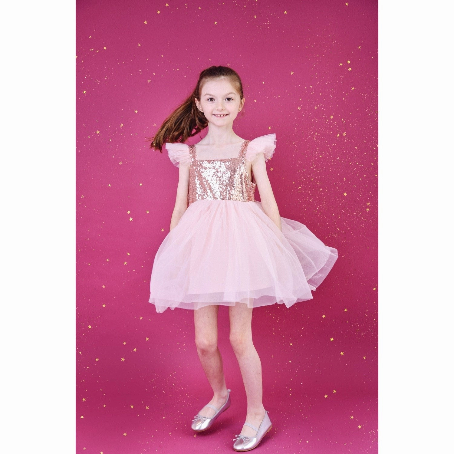 Dreamy Silhouette Dolly by Le Petit Tom Pink Dolly Universe Sequin Glitter Galaxy Tutu Dress