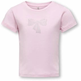 Soft Material kids ONLY Roseate Spoonbill Bow Kira Life Blng O-Neck Baby T-Shirt