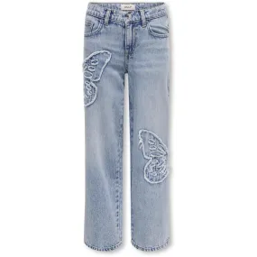 Daily Musthave Fit For Every Day kids ONLY Light Blue Denim Butterflies Jenna Butterfly Wide Jeans Denim