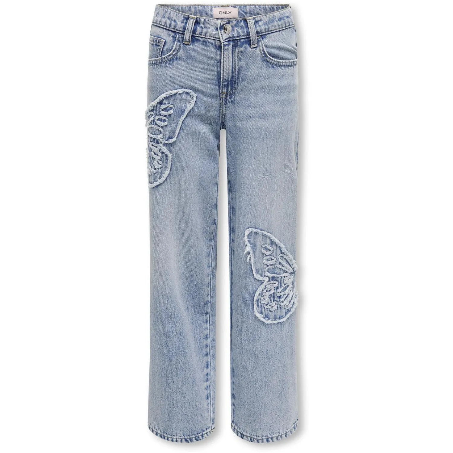 kids ONLY Light Blue Denim Butterflies Jenna Butterfly Wide Jeans Denim Elegant Party Look Winter Warmth Daily Outfit
