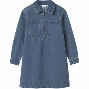 Cafe Vibe Luxe Comfort Name It Medium Blue Denim Astrid Zip Denim Dress