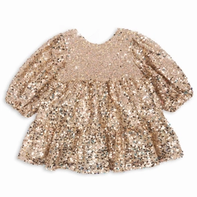 Light and Comfortable Konges Sl?jd Gold Glitter Lila Sequins Bow Dress