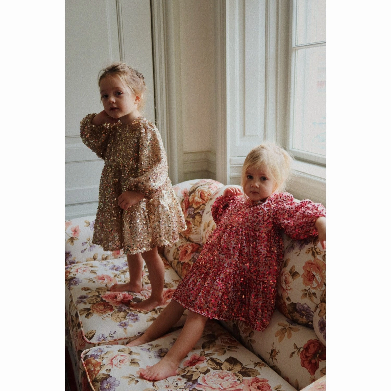 Konges Sl?jd Gold Glitter Lila Sequins Bow Dress Evening Glow Weekend Chic