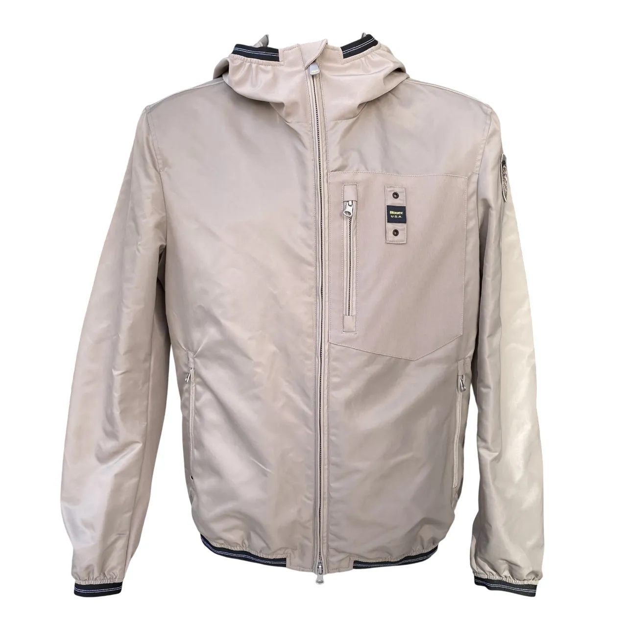 Blauer giubbino da uomo con cappuccio Rundel 25SBLUC01219-007108 beige Tapered Silhouette Windproof Outer Layer