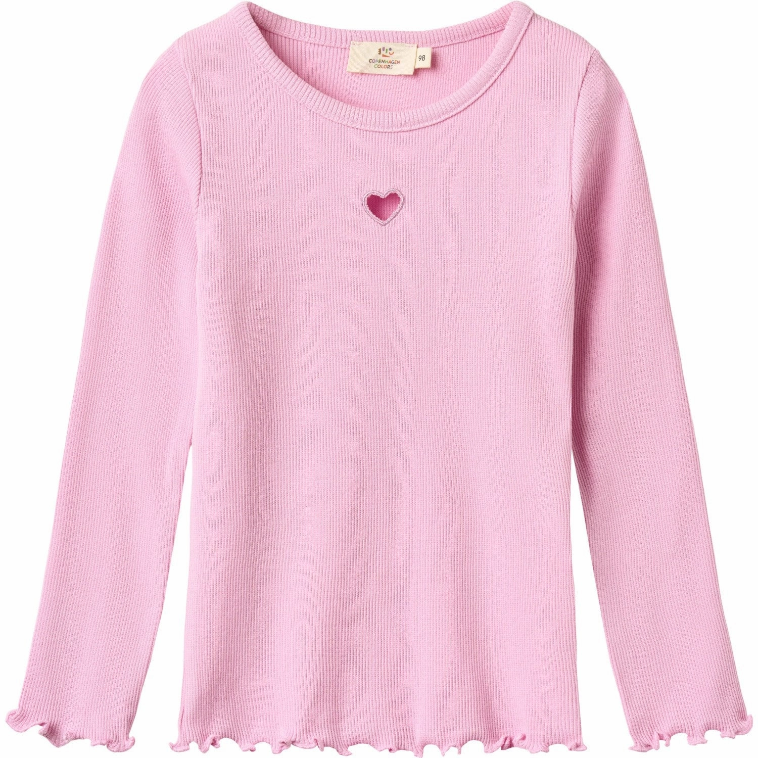 Day-To-Night Wear Chic Design COPENHAGEN COLORS Syringa Modal Rib Ls Tee W. Heart Hole Pattern