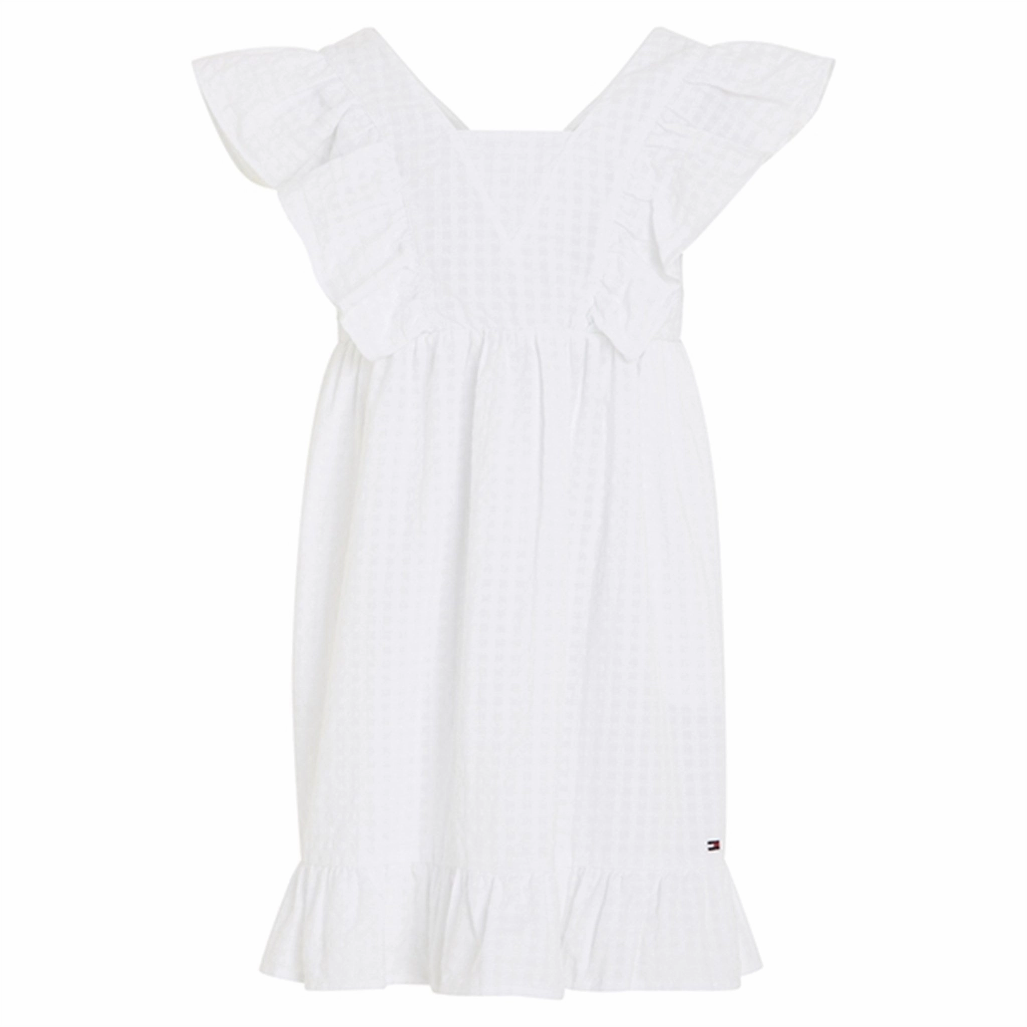 Tommy Hilfiger Seersucker Gingham Dress White Influencer-Style Elegant Flow